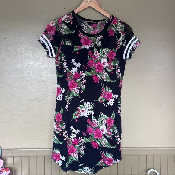Almost Famous Mesh Overlay Floral Sporty Dress Medium - Picture 1 of 8